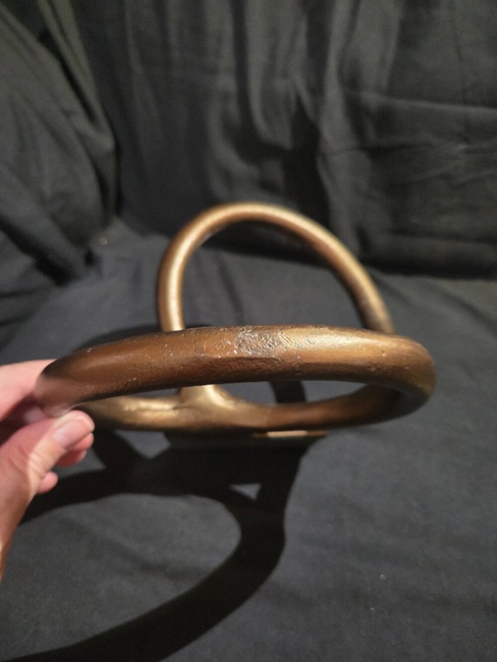 Sculptural Bronze Tone Cast Metal Loop Bookends Pair Modern Decor - Picture 8 of 11